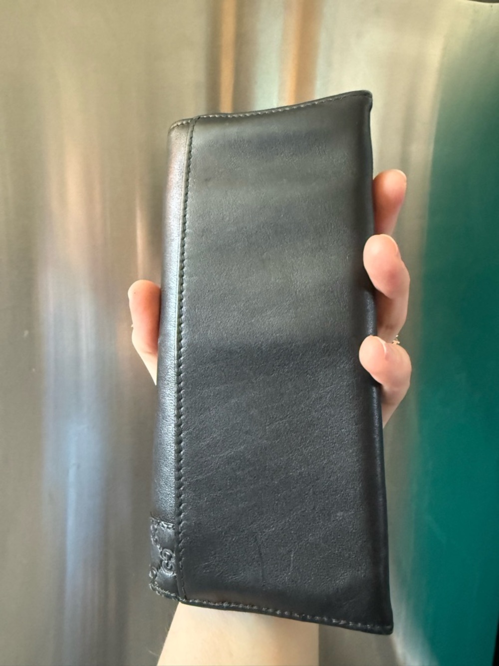 Gucci Black Leather Continental Wallet with Embossed GG Panel - Picture 2 of 5
